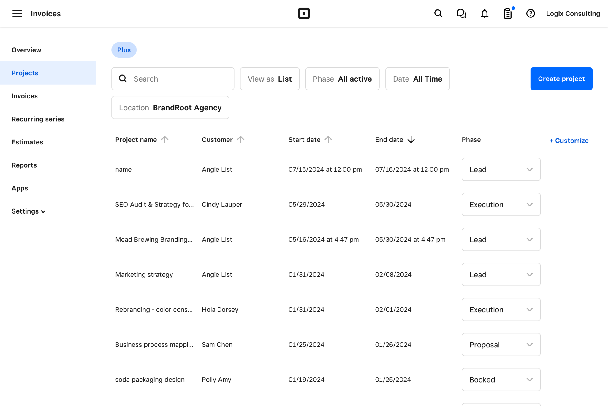 Enhancements to Square Projects and Invoices