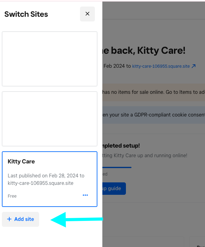Solved: How to add a new site to my account? - The Square Community