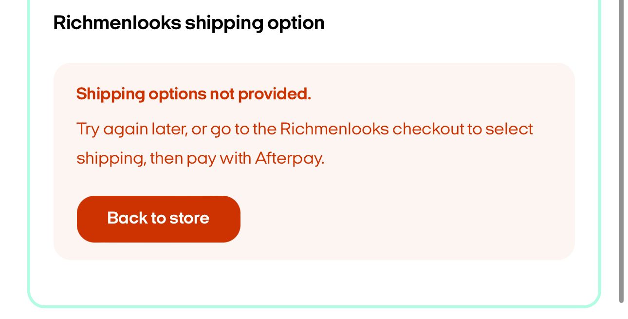 Solved: Afterpay Checkout shows Shipping Options not avail... - The ...