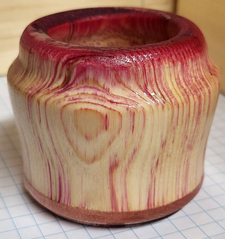 Small pine box with red vacuum dyed highlights