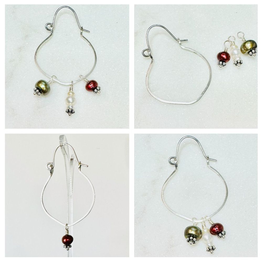 Interchangeable Holiday Hoop Earring Bundle with Freshwater Pearls.