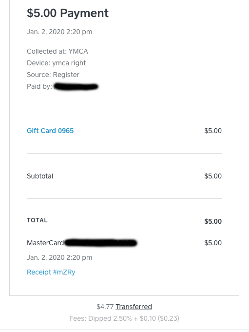 From Square Transaction Dashboard