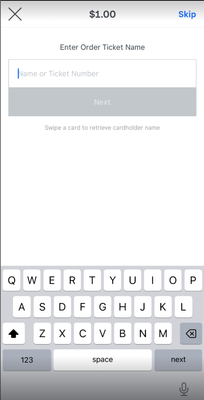It says "Swipe a card to retrieve cardholder name."
