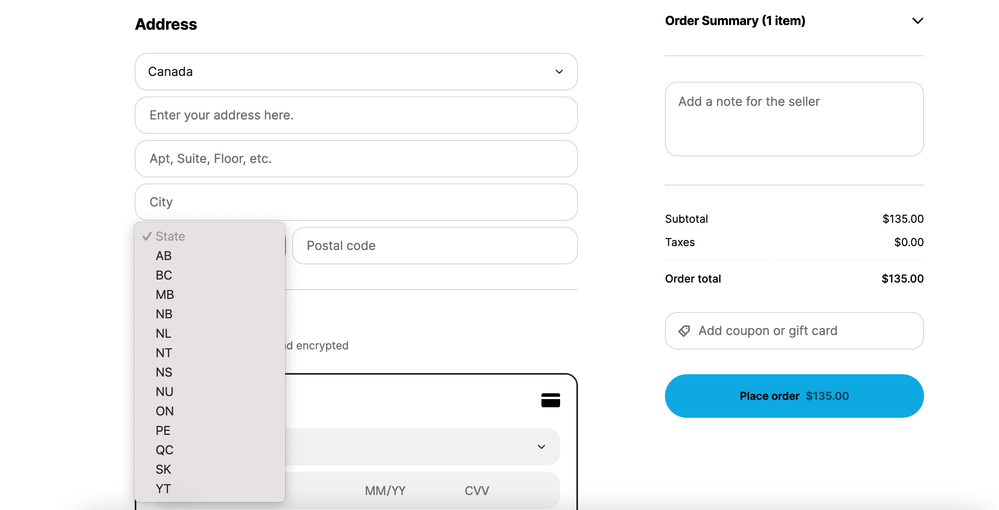 Add 'Province' for Addresses in Canada