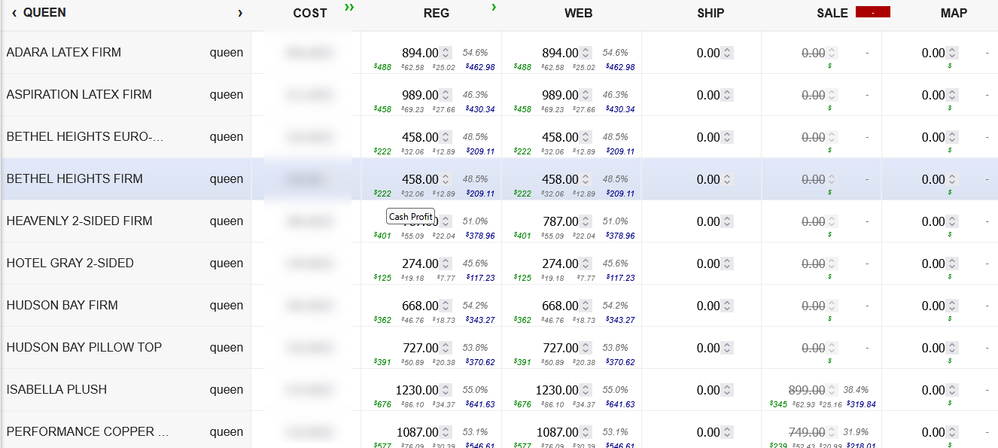 Variations Price List