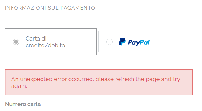 Checkout message at the payment: An unexpected err... - The Square ...
