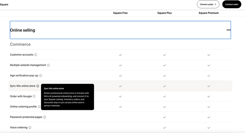 Screenshot from the new Square Pricing Plans page...