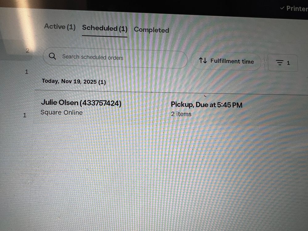 order due time in scheduled tab on POS