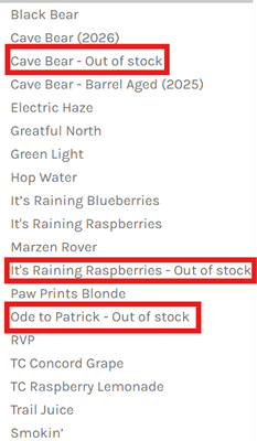 Items in red should not be showing