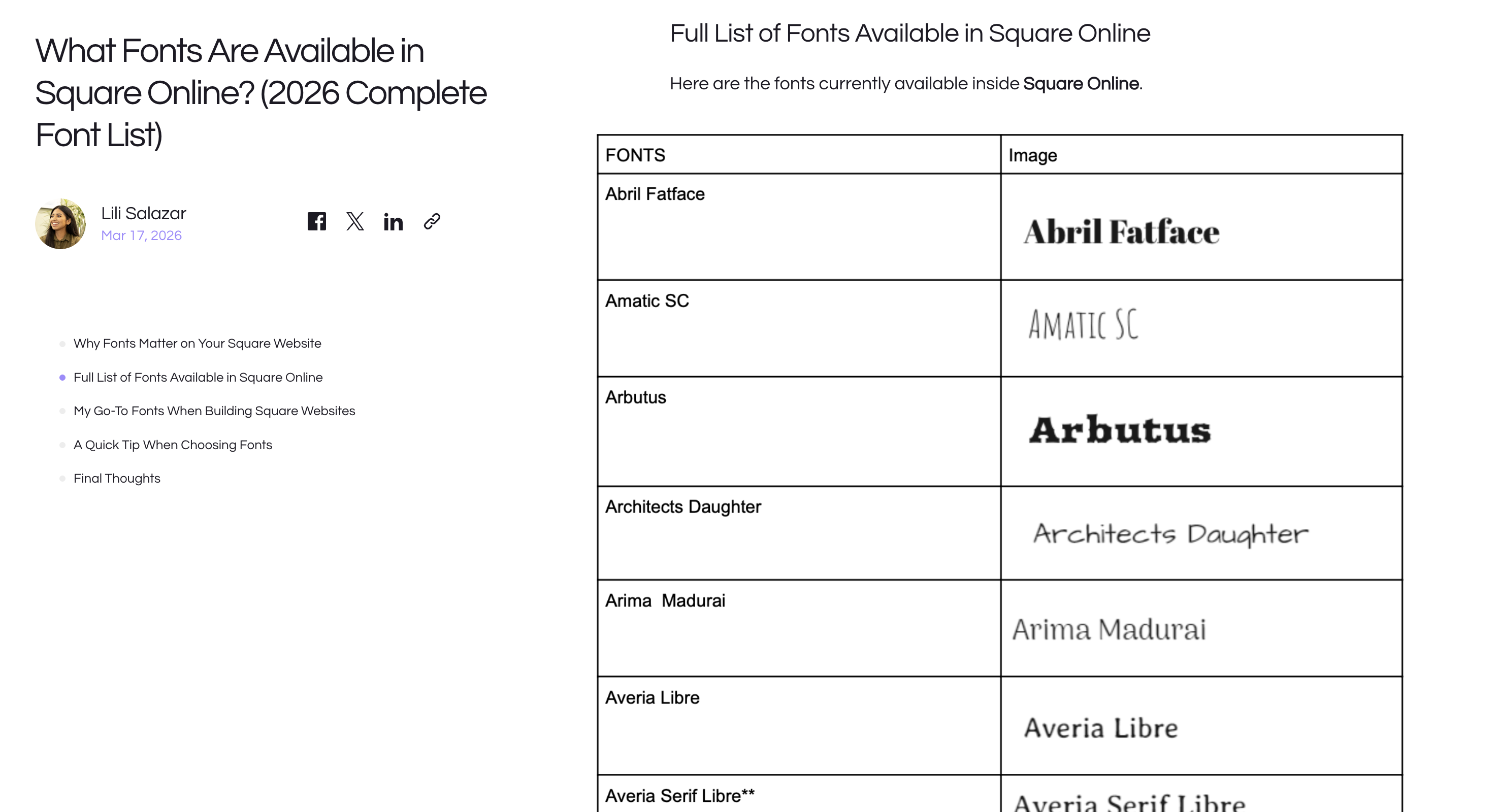 Solved: RESOURCE: Square Online - Font Options Full List - The Square ...