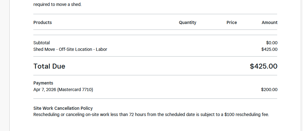 Bottom of PDF - no balance due. Customer forced to do the math (and thinks our accounting is wrong)