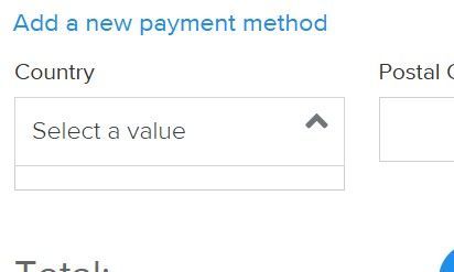 What happens after clicking. No ability to type in the box or select a country.