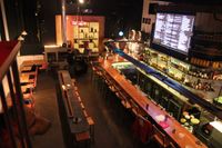 Our bar, real time API fed projection menu on the left