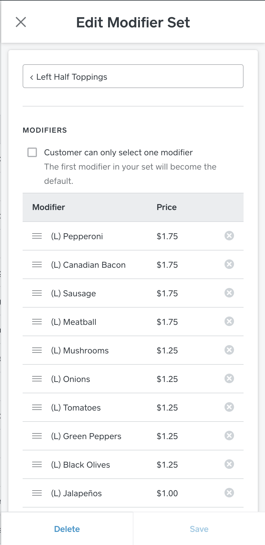How best to add variations for pizza toppings? - The Square Community