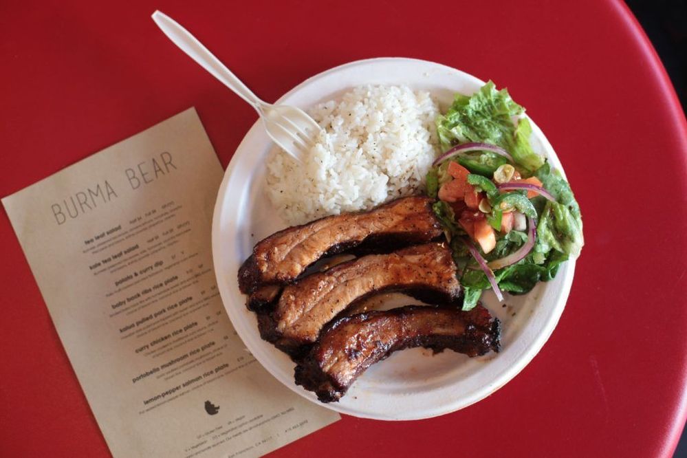 Burma Bear's Baby Back Ribs, Rice, Tea Leaf Salad