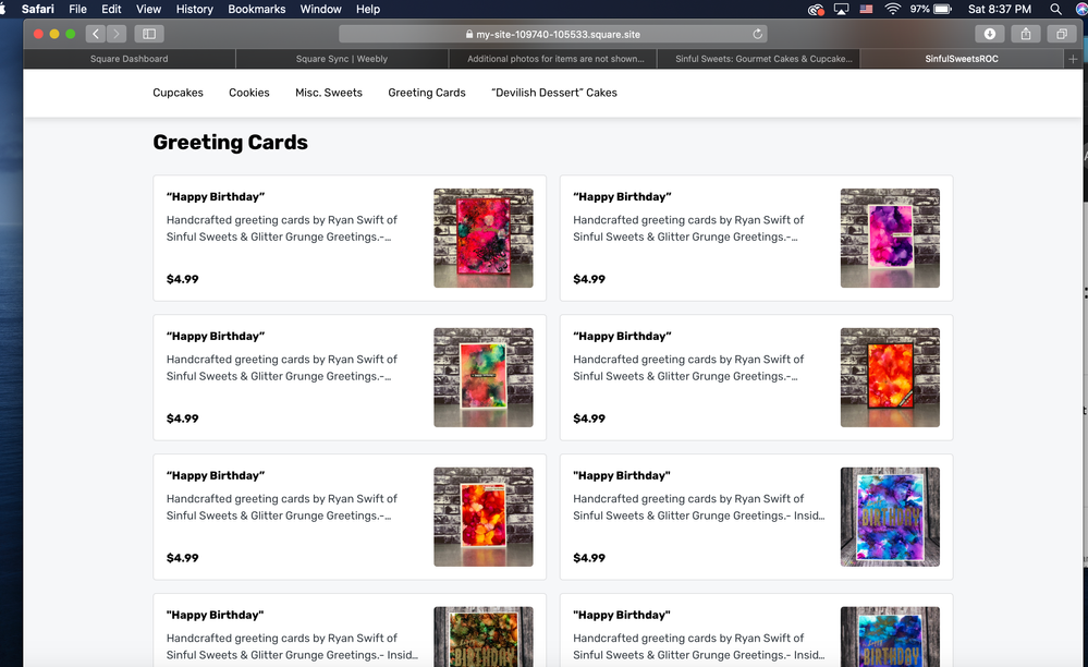 Each card has 2+ images for each.