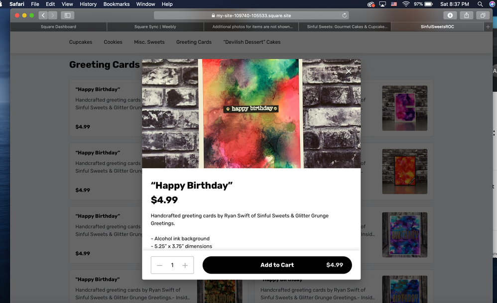 This is what we get when we click on a picture - only able to see one cropped photo