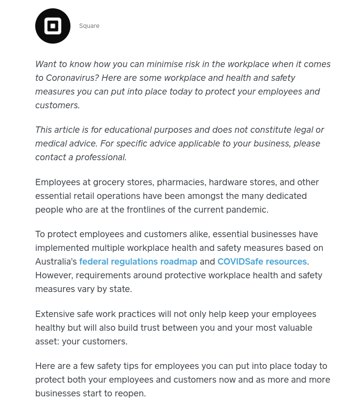 A preview of the Town Square blog ‘5 Ways Retailers Can Maintain A Safe and Healthy Workplace for Employees’. Click the link to read the full post!