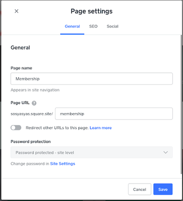 Page name not greyed out.
