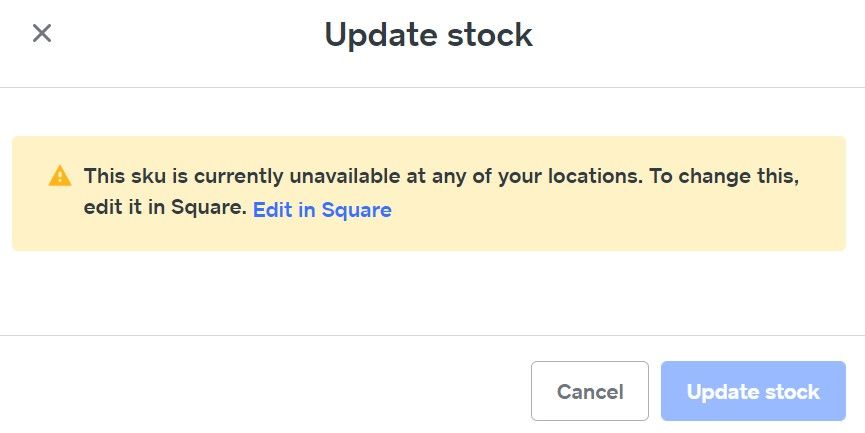 Can't update stock? - The Square Community