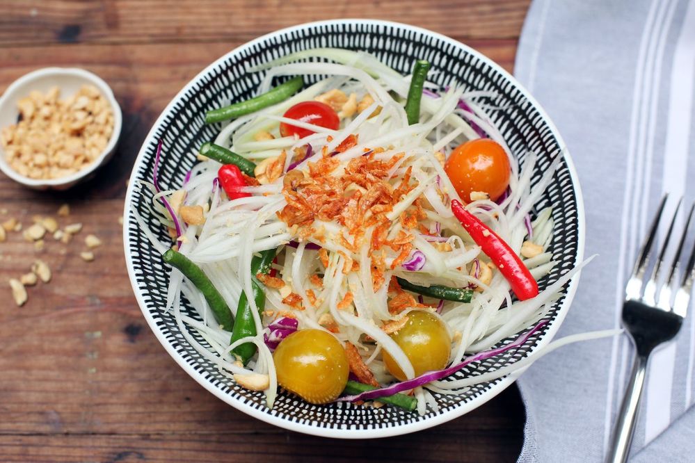 Green papaya salad at Wayla, New York City.