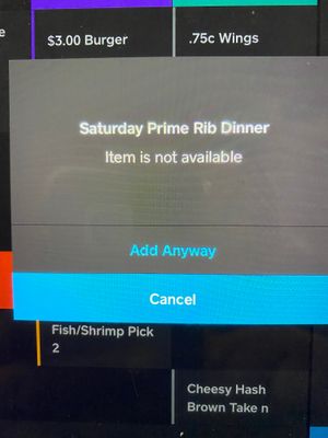 Message when staff clicks on the grayed out item.