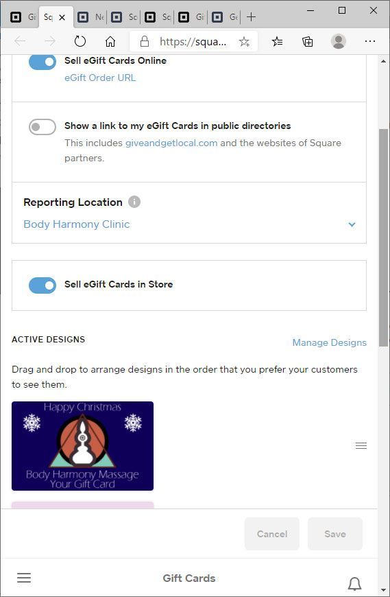 Gift Card Settings
